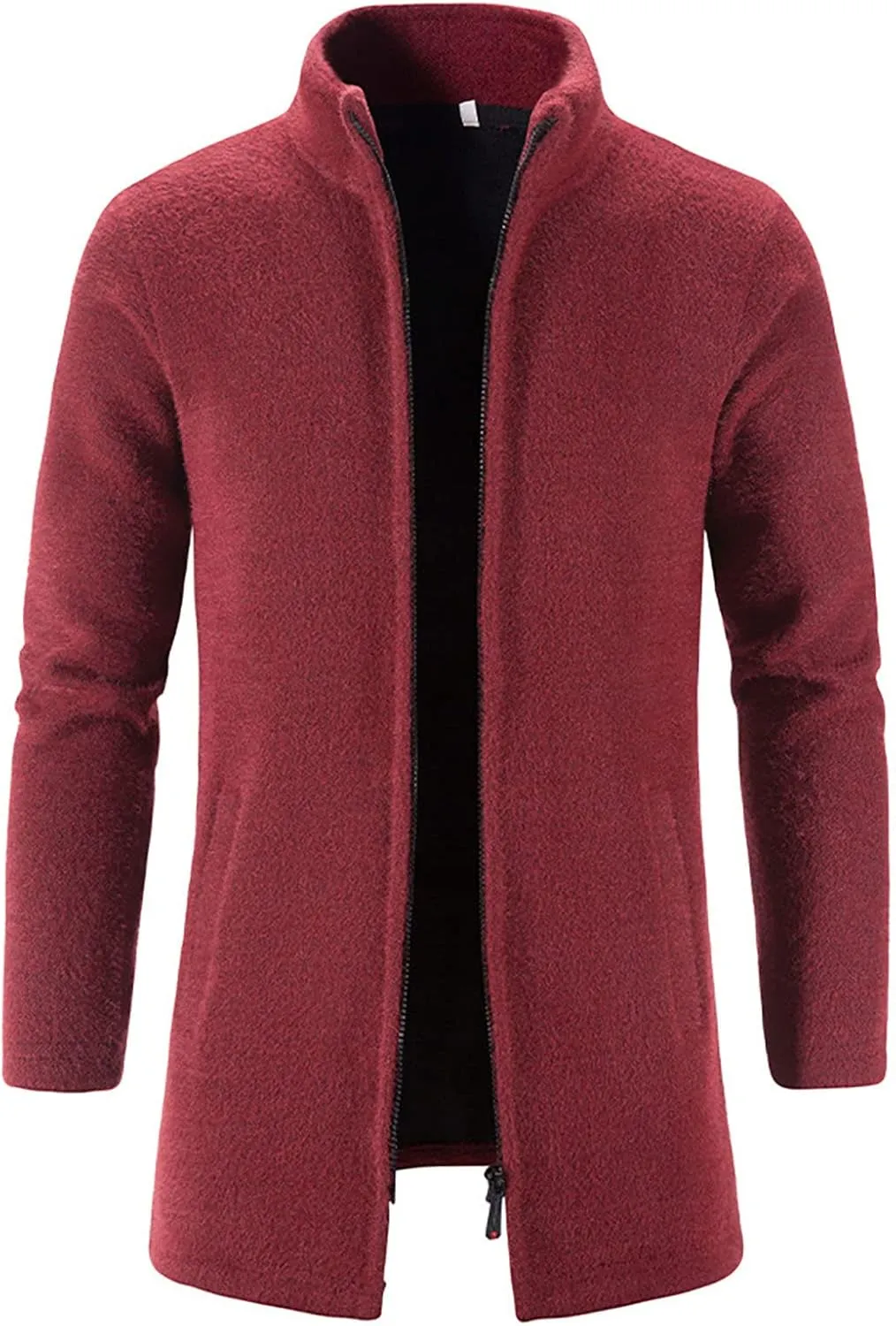 Ymosrh Mens Coats and Jackets Winter Casual Medium Length Stand Collar Zipper Mink Velvet Windbreaker Jacket Coat