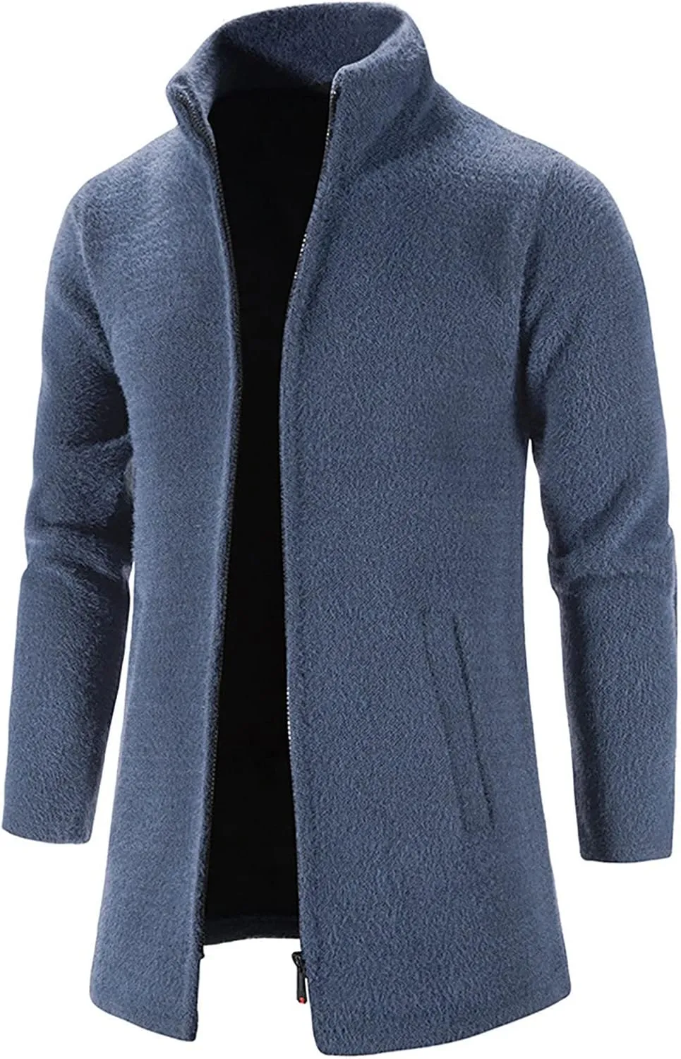 Ymosrh Mens Coats and Jackets Winter Casual Medium Length Stand Collar Zipper Mink Velvet Windbreaker Jacket Coat
