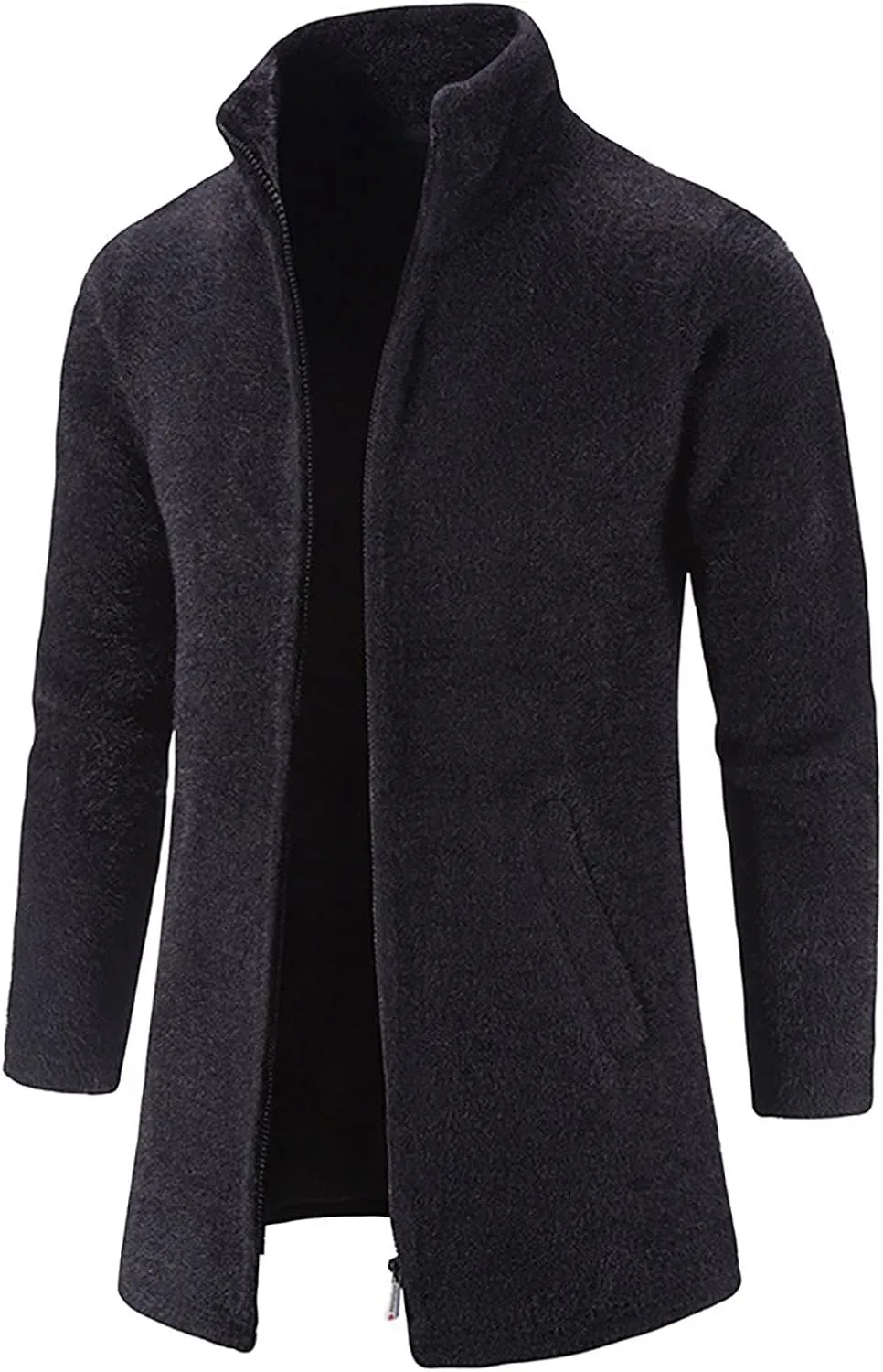 Ymosrh Mens Coats and Jackets Winter Casual Medium Length Stand Collar Zipper Mink Velvet Windbreaker Jacket Coat