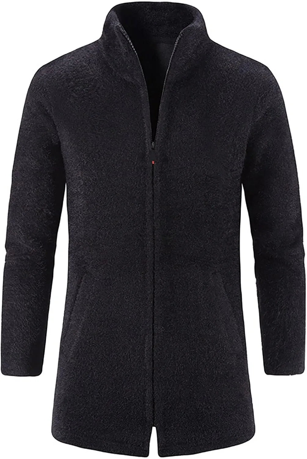 Ymosrh Mens Coats and Jackets Winter Casual Medium Length Stand Collar Zipper Mink Velvet Windbreaker Jacket Coat