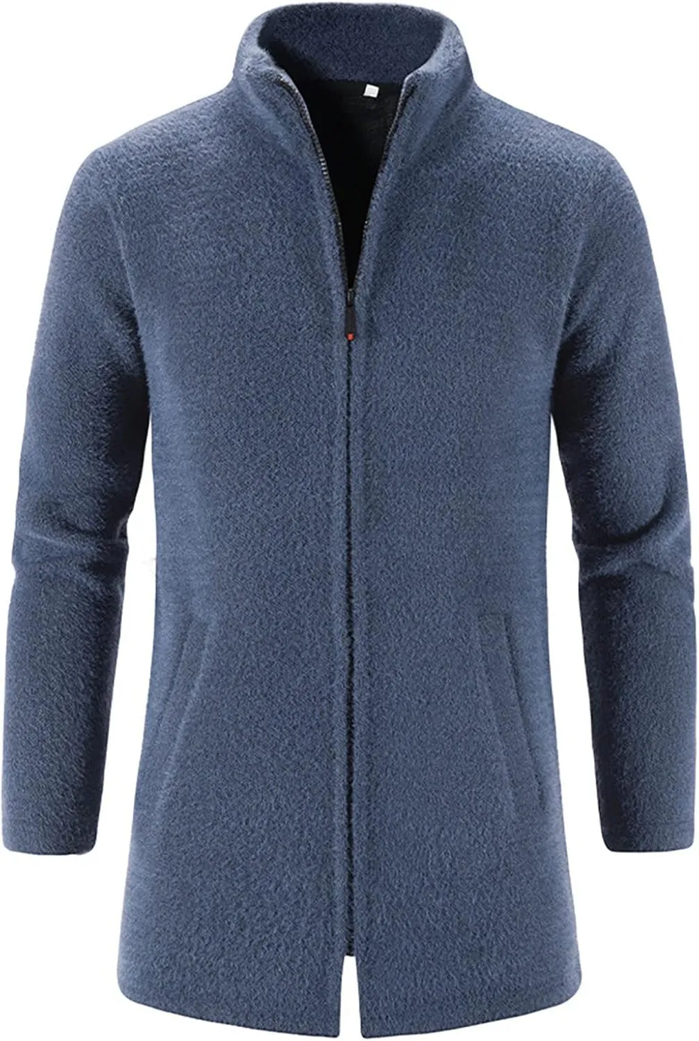 Ymosrh Mens Coats and Jackets Winter Casual Medium Length Stand Collar Zipper Mink Velvet Windbreaker Jacket Coat