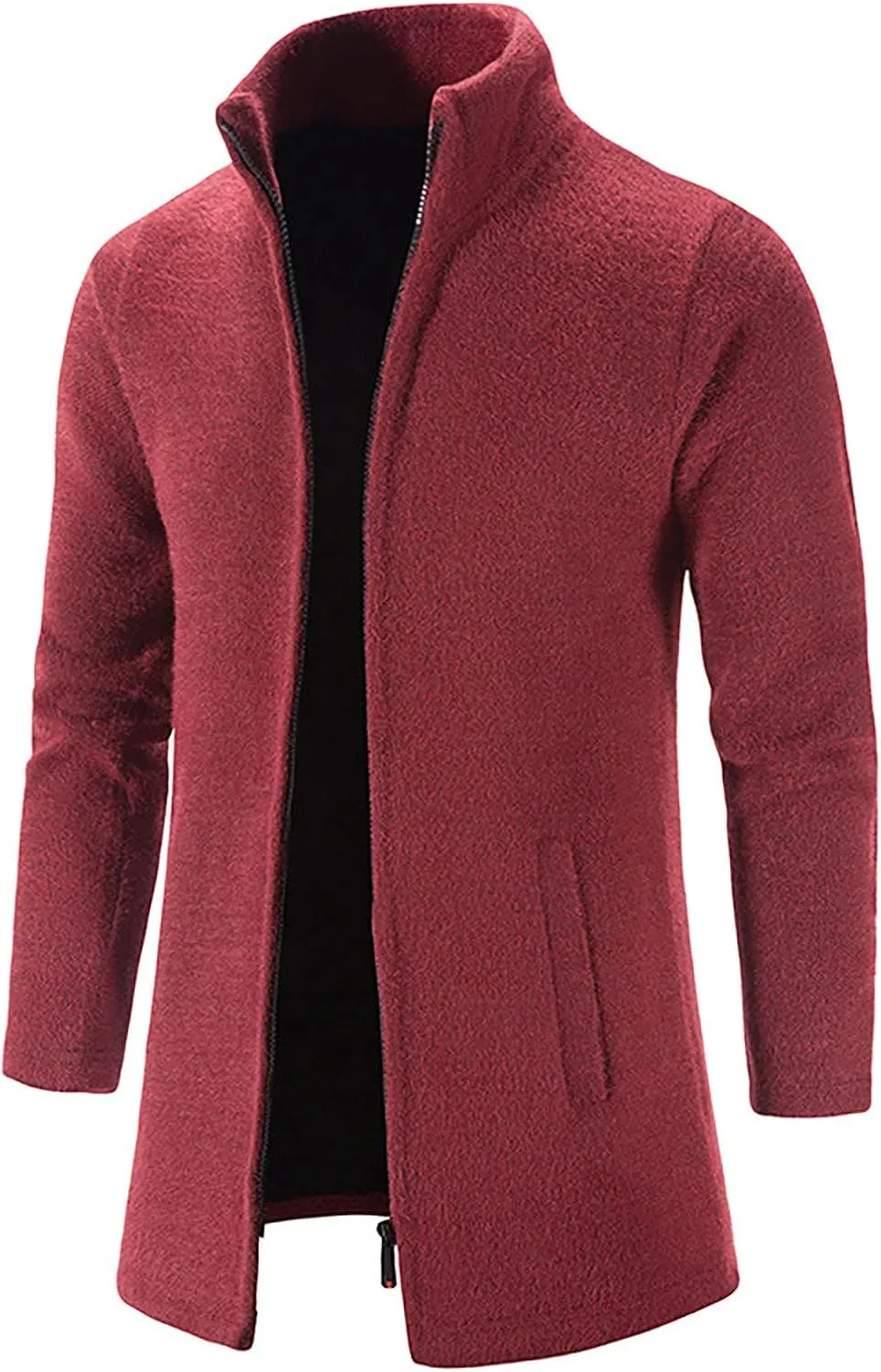 Ymosrh Mens Coats and Jackets Winter Casual Medium Length Stand Collar Zipper Mink Velvet Windbreaker Jacket Coat
