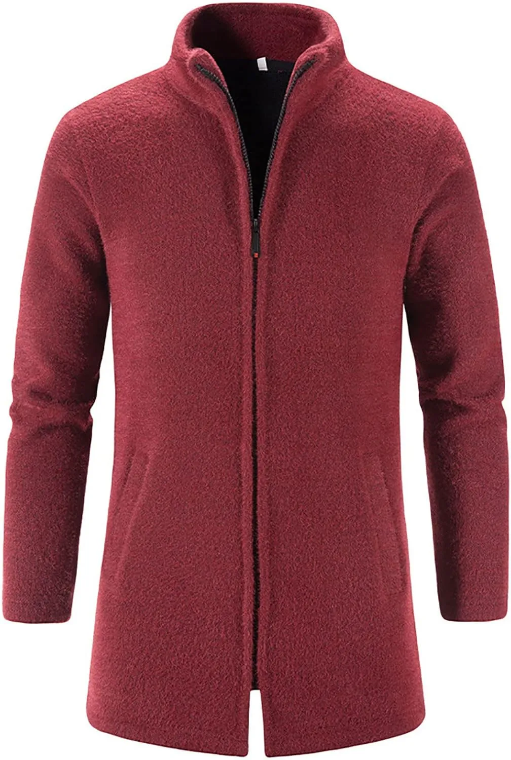 Ymosrh Mens Coats and Jackets Winter Casual Medium Length Stand Collar Zipper Mink Velvet Windbreaker Jacket Coat