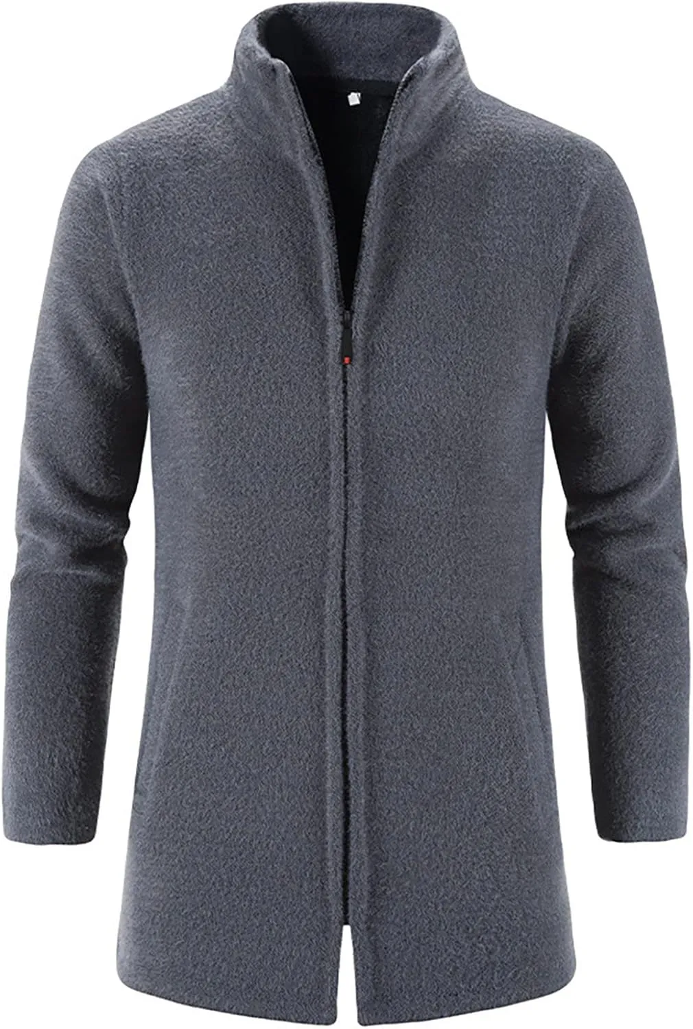 Ymosrh Mens Coats and Jackets Winter Casual Medium Length Stand Collar Zipper Mink Velvet Windbreaker Jacket Coat