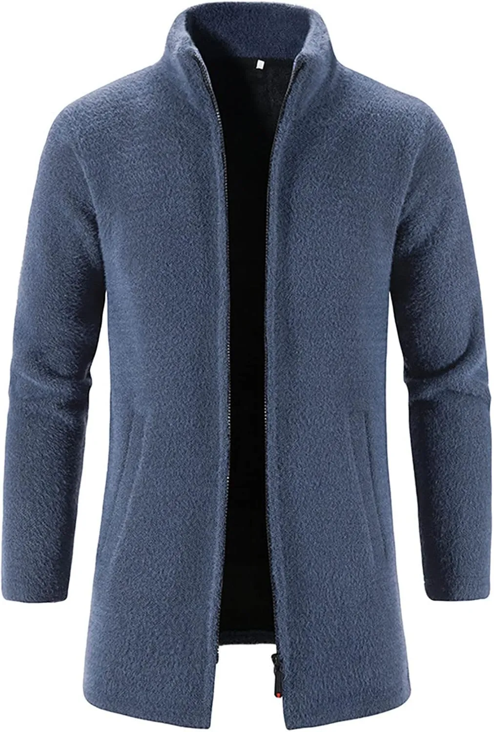 Ymosrh Mens Coats and Jackets Winter Casual Medium Length Stand Collar Zipper Mink Velvet Windbreaker Jacket Coat