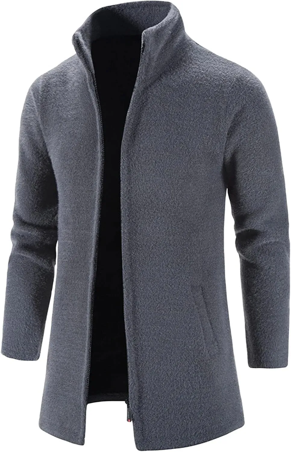 Ymosrh Mens Coats and Jackets Winter Casual Medium Length Stand Collar Zipper Mink Velvet Windbreaker Jacket Coat