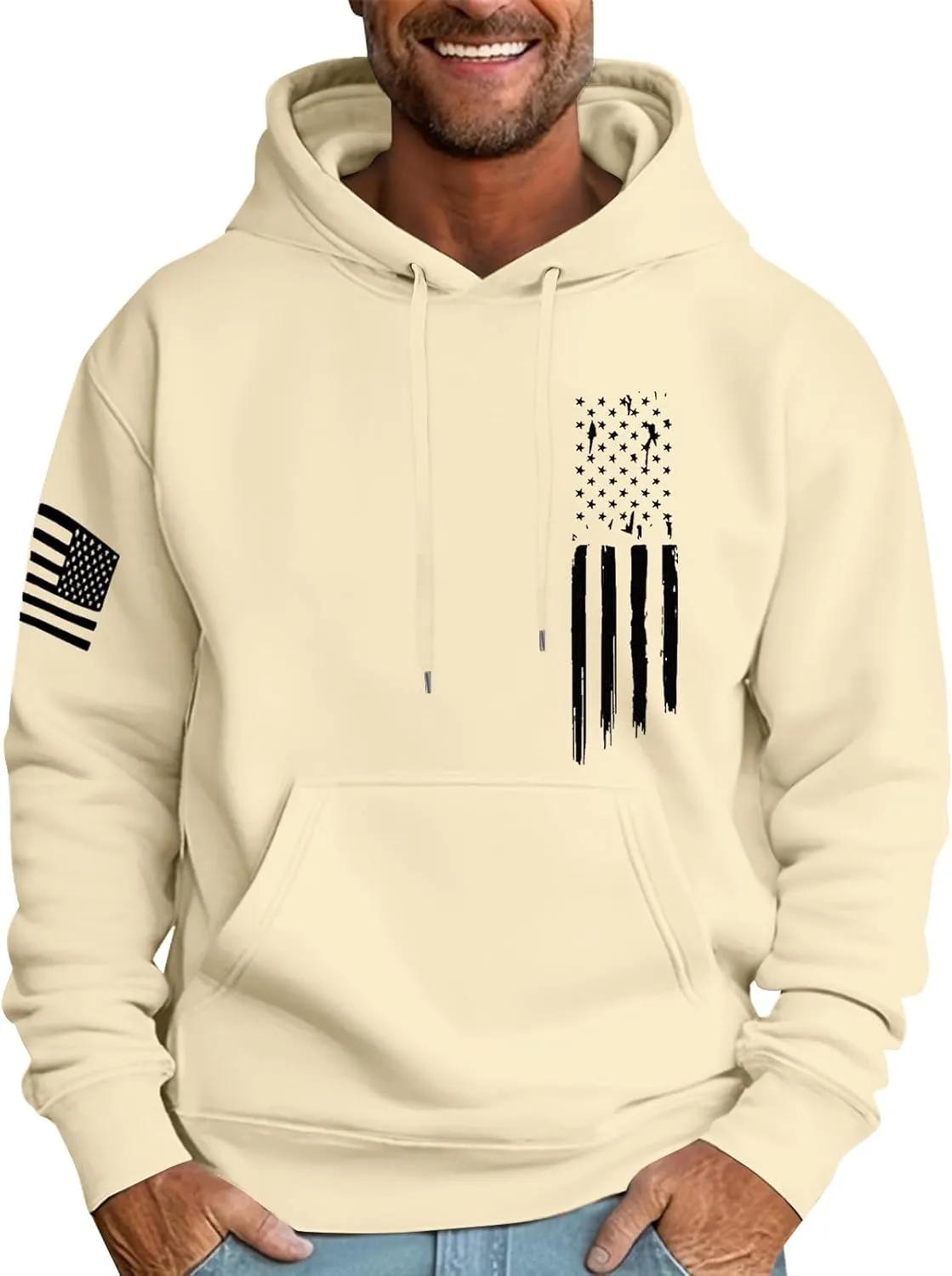 Ymosrh Men's Graphic Hoodies USA Flag American Patriotic Long Sleeve Pocket Pullover Sweatshirts, M-6XL
