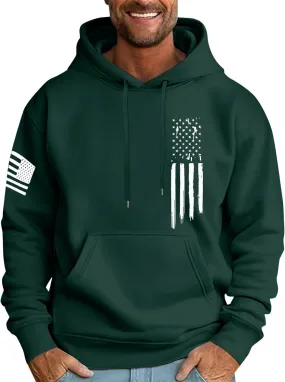 Ymosrh Men's Graphic Hoodies USA Flag American Patriotic Long Sleeve Pocket Pullover Sweatshirts, M-6XL