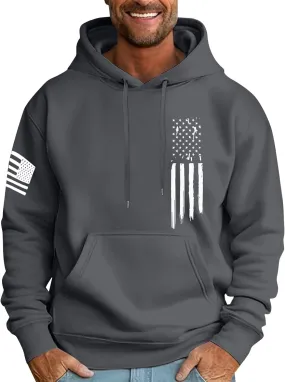 Ymosrh Men's Graphic Hoodies USA Flag American Patriotic Long Sleeve Pocket Pullover Sweatshirts, M-6XL