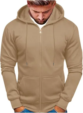 Zip Up Hoodie Men Mens Full Zip Casual Pullover Hoodies Fall Winter Work Sweatshirt Long Sleeve Drawstring Hoodies