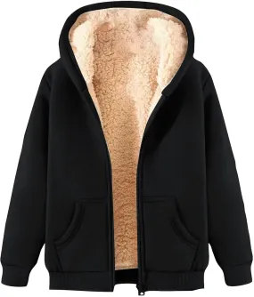 Zip Up Hoodies for Men Sherpa Fleece Lined Jackets Casual Oversized Sweatshirts Thick Warm Hooded Coat with Pockets