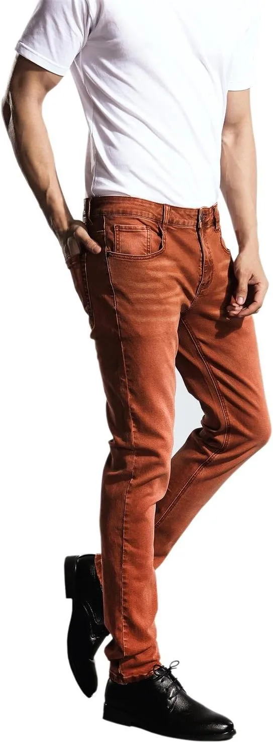 ZLZ Jeans Pants Slim Fit, Younger-Looking Fashionable Colorful Comfy Stretch Jeans Pants for Men, Skinny Jeans Stretch Fit 