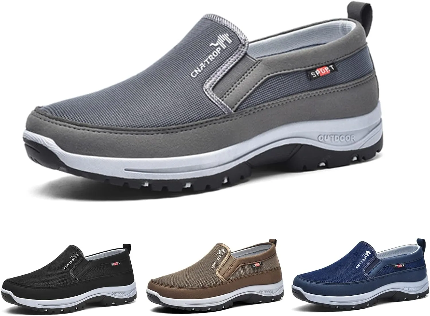 Ztigerz Men's Breathable Mesh Canvas Orthopedic Travel Plimsolls Slip-On Loafers,Comfort Non Slip Outdoor Flats Sneakers Walking Hiking Driving Casual Boat Shoes