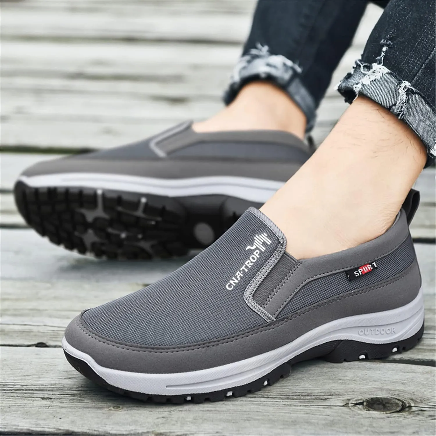 Ztigerz Men's Breathable Mesh Canvas Orthopedic Travel Plimsolls Slip-On Loafers,Comfort Non Slip Outdoor Flats Sneakers Walking Hiking Driving Casual Boat Shoes