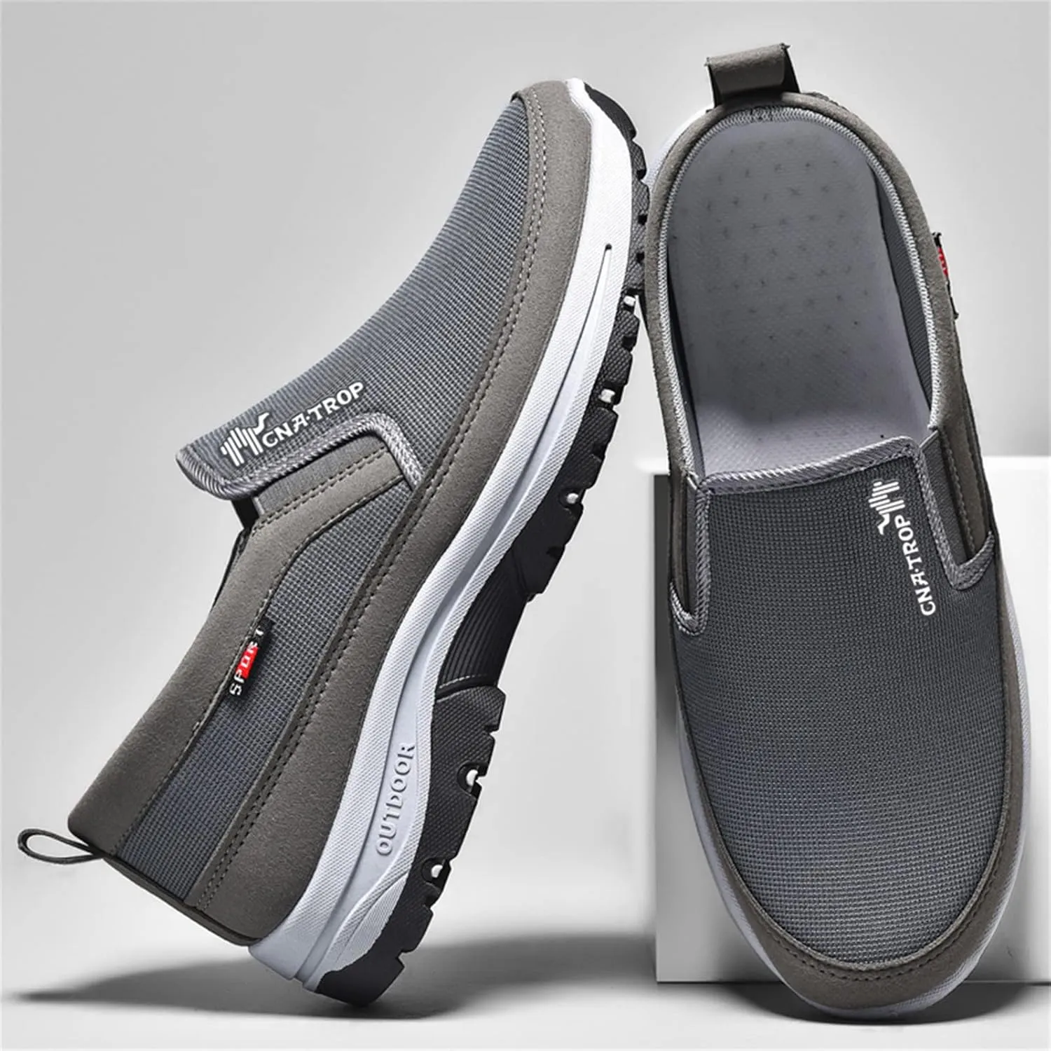 Ztigerz Men's Breathable Mesh Canvas Orthopedic Travel Plimsolls Slip-On Loafers,Comfort Non Slip Outdoor Flats Sneakers Walking Hiking Driving Casual Boat Shoes