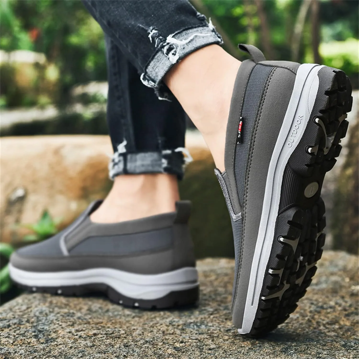 Ztigerz Men's Breathable Mesh Canvas Orthopedic Travel Plimsolls Slip-On Loafers,Comfort Non Slip Outdoor Flats Sneakers Walking Hiking Driving Casual Boat Shoes